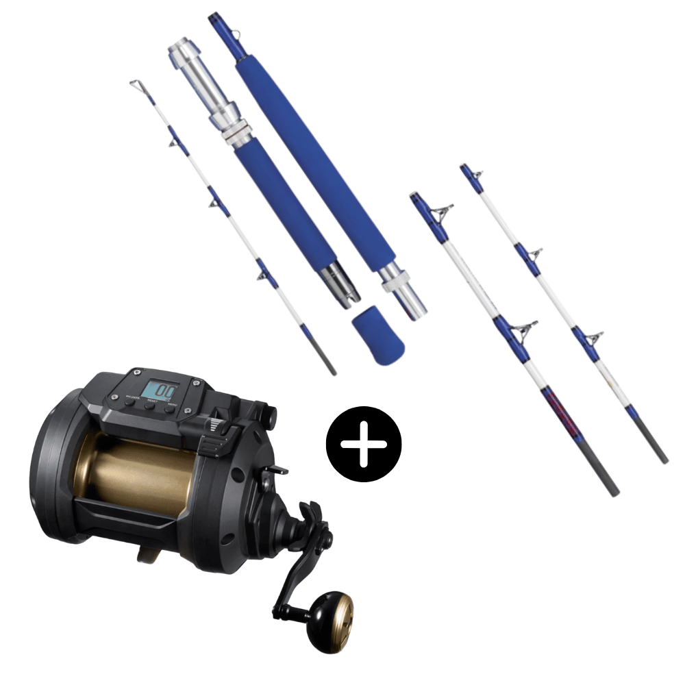 Morská súprava WFT Electra Speed Jig Travel 210cm 400-2000g + Daiwa Tanacom 1200 Elektrický navijak Nórsko hlboké more Halibut Rolle, Fischen, Freizeitaktivitäten, Draußen, Wasser