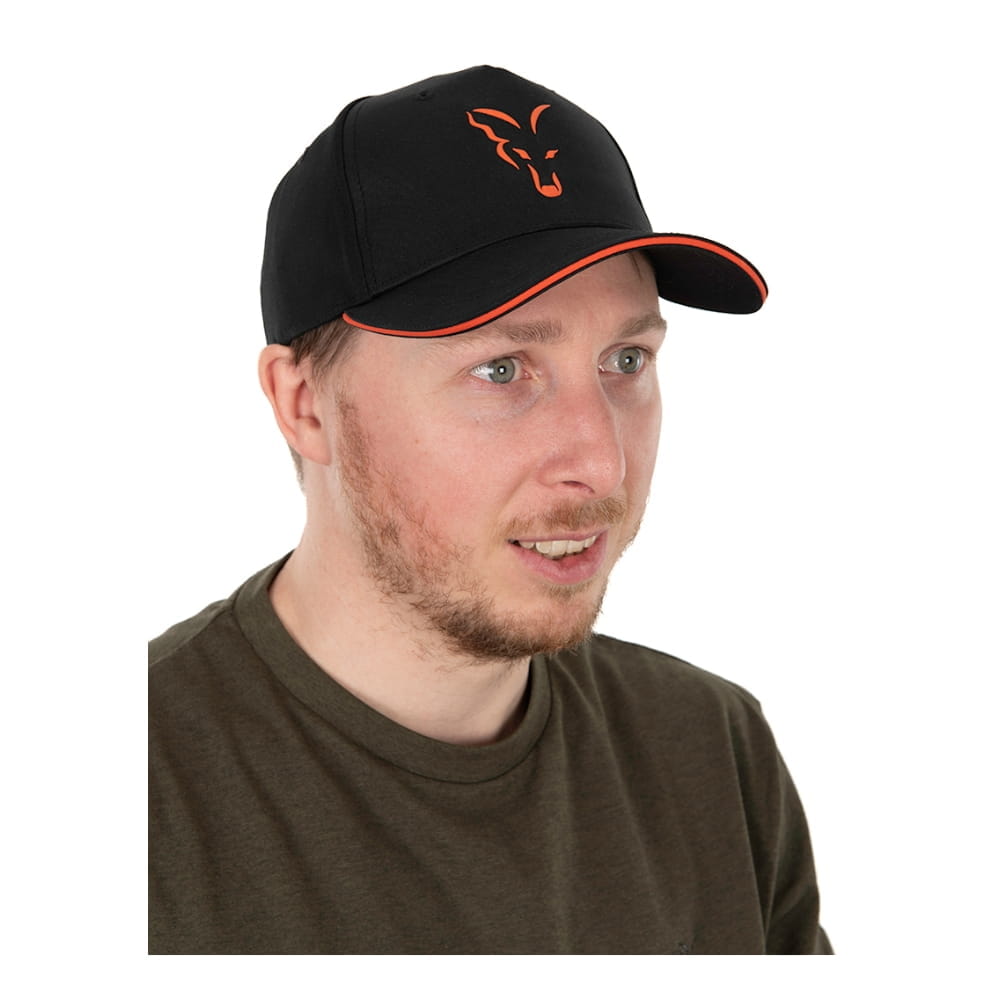 Fox-Collection-Baseball-Cap-Schwarz-und-Orange-CHH015 Fox Collection Baseball Cap Black & Orange