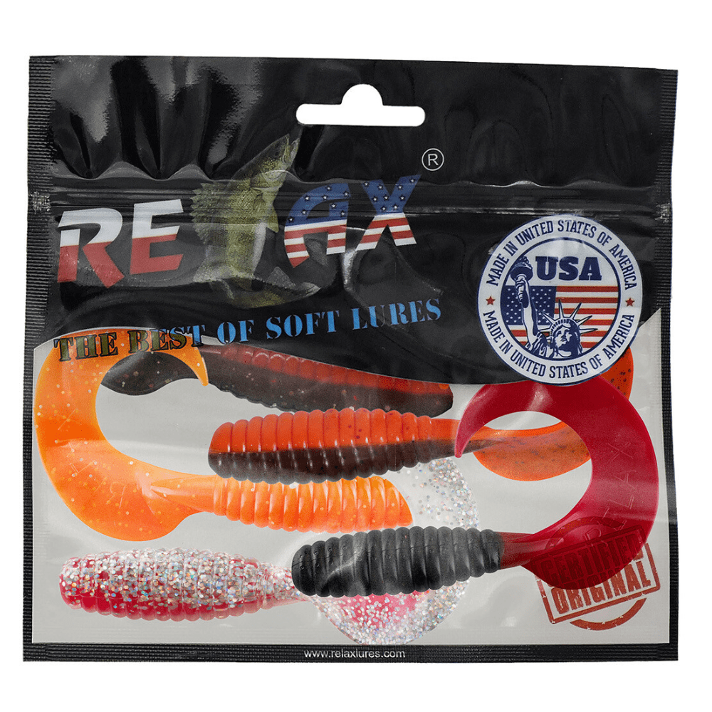 Gummilang, Rute, Soft-Lures, Köder, USA-Logo