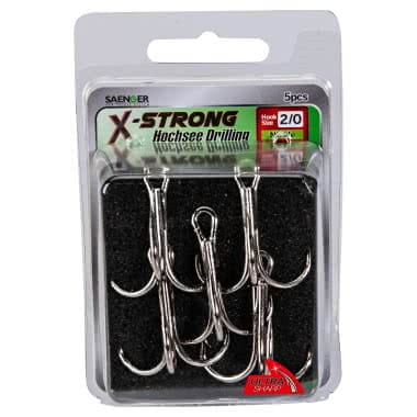 Saenger X-Strong Black Nickel treble hook size 2/0 5 pieces