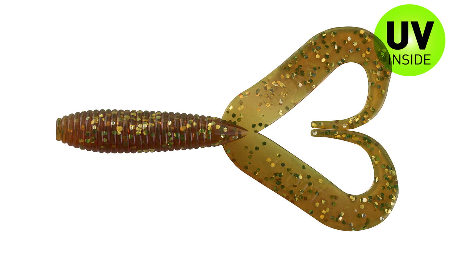 Rel axe Twister Doubletail 4 cm (1,75") Motoroil Gold Glitter 5 buc