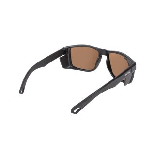 Sonnenbrille, Rechteckig, Braune Gläser, Schwarzer Rahmen, Faltbare Bügel