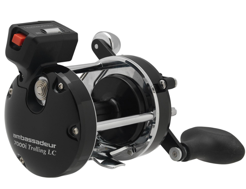 Baitcastingrolle, Angelrolle, Ambassadeur, Metallischer Finish, Kurbelknopf