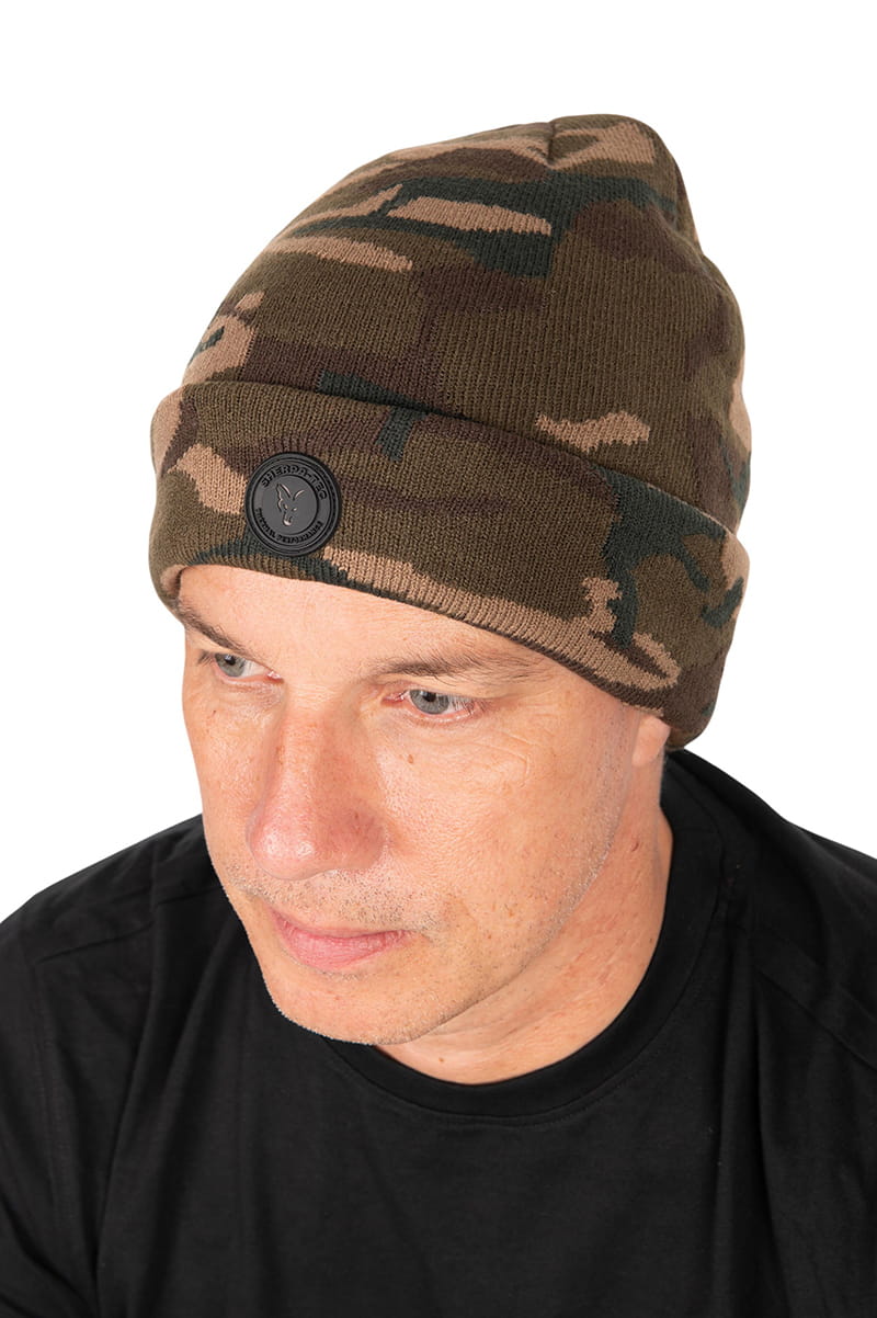 Fox Sherpa Tec Beanie Camo – Bild 4, Beanie, Camouflage, Knit hat, Mütze, Lederpatch