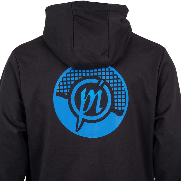 hoodie, schwarz, grafik, blau, logo