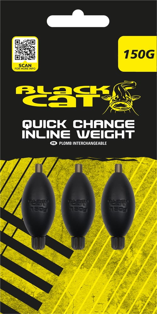 Black Cat Quick Change Inline Weights 150g 3 Stück, Inline-Gewicht, 250 g, Ausgleichsgewicht, Bleigewicht, Hakengewicht