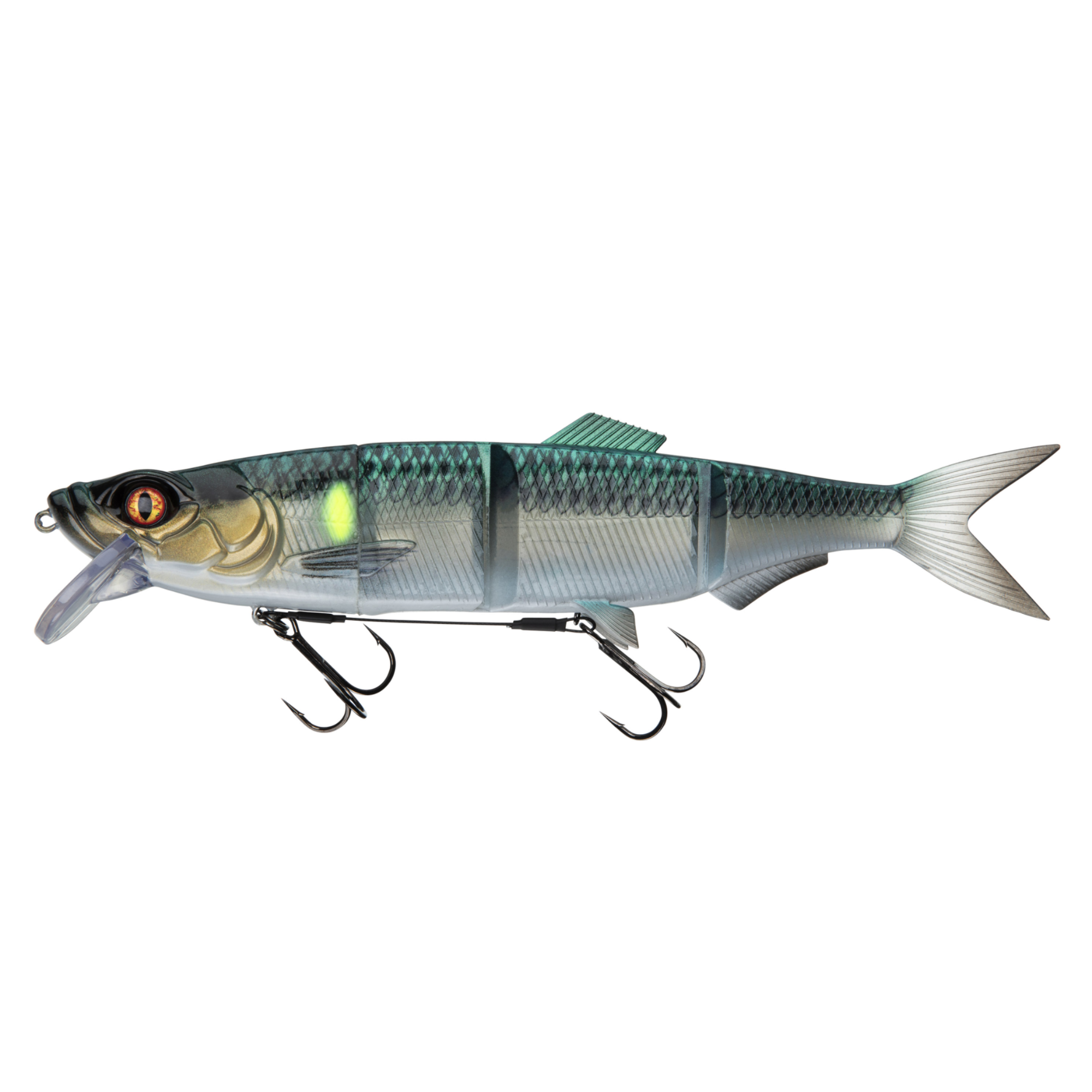Daiwa Prorex Hybrid Swimbait 25cm 115g Green Ghost, Köderfisch, Kunststoffköder, Gummifisch, Spinnköder, zweiteiliges Muster