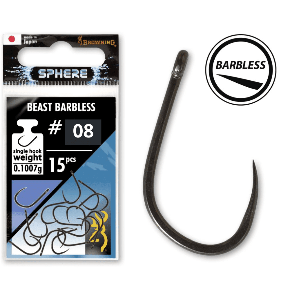 Browning Sphere Beast Barbless Hooks Size 10 Pack of 15