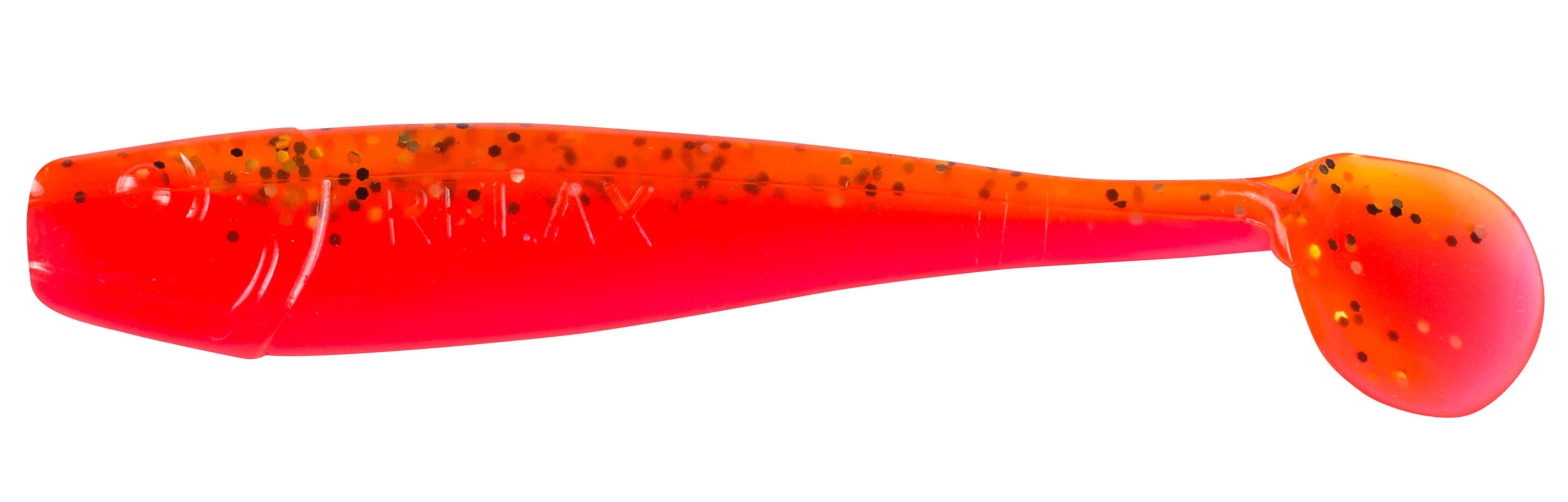 Relax King Shad 11cm (4") Feuerrot / Rootbeer Glitter 10 Stück, Köder, Gummiköder, Softbait, Rot-Orange, Schwarze Punkte
