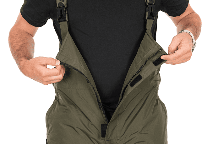 Fox Collection V2 Winter Suit XXL – Bild 5, Brustwathose, Angelwathose, Olivgrün, Verstellbare Träger, Frontreißverschluss