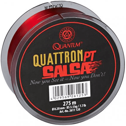 Quantum Quattron Salsa Angelschnur 0,20 mm 3,50 kg 275 m Rot, Salsa, Leinwandfolie, Köderhaken?, 275 m, Quantom PT