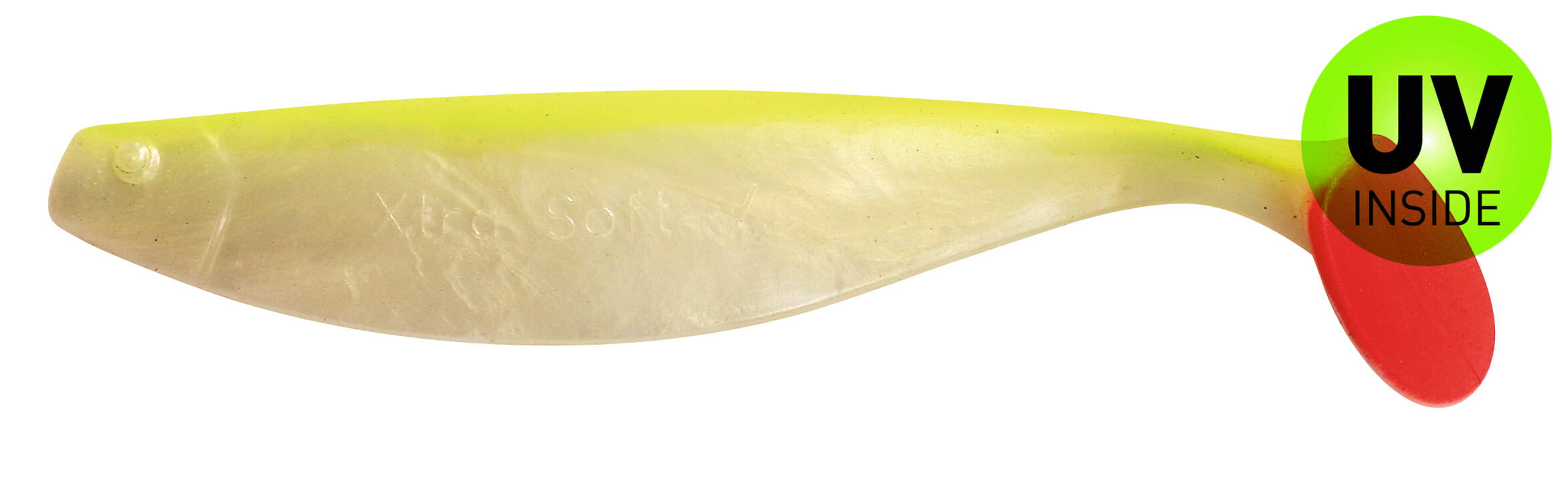 SX Relax Xtra Soft 18cm (7") Goldperl / Fluogelb 5 Stück, soft-plastic lure, Gummimace, Schwimp?, Graugrün?, UV-Inside