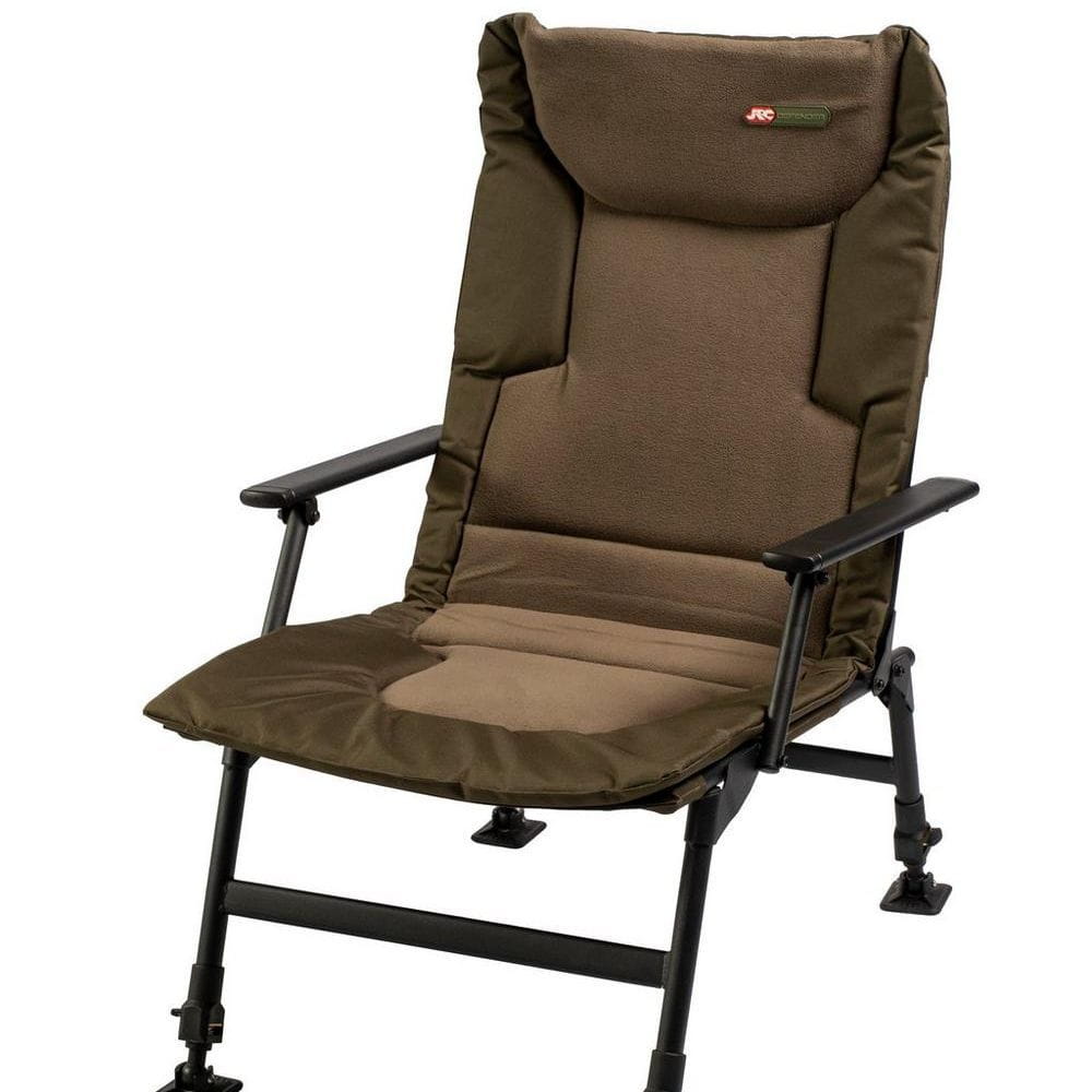JRC Defender II Armrest Chair, Angelstuhl, gepolstert, olivbraun, Armlehnen, verstellbare Beine