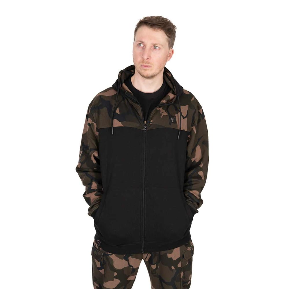 Fox LW Black/Camo Split Zip Hoody Medium Mantel, Jacke, Kapuzenpulli, Pullover, Sweatshirt