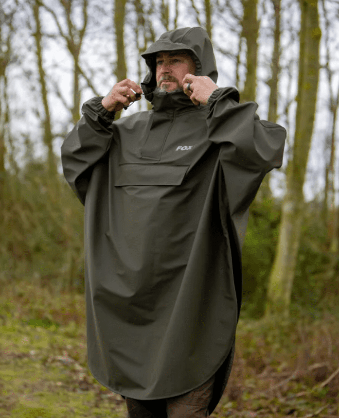 Regenponcho, Schwarzgrün, Kapuze, Kapuzenponcho, wasserdicht