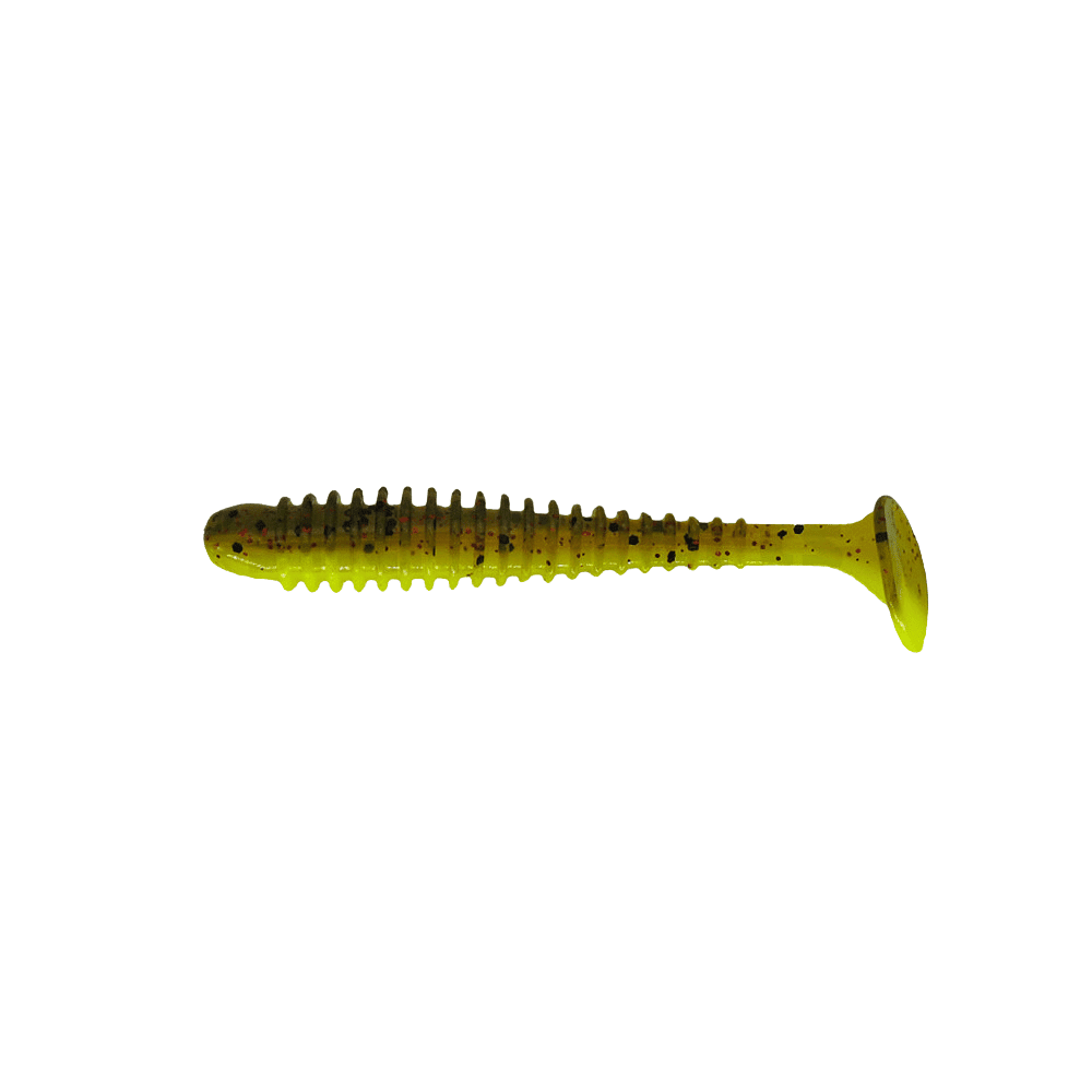 Relax Texas Shad 6,5 cm (2,5") fluogelb Kaulbarsch 5 kusov Maschine, Schraube, Tier, Insekt, Wirbellose