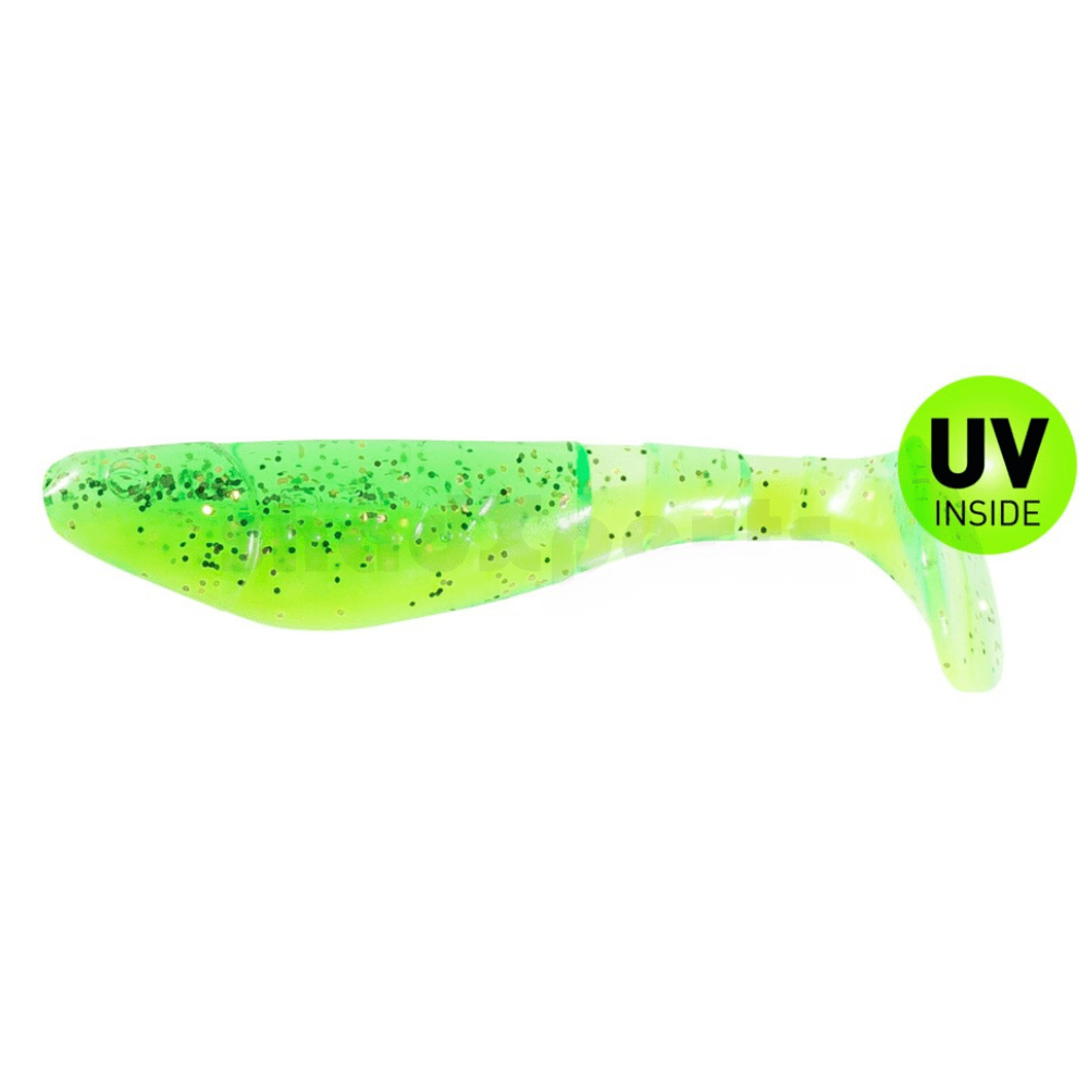 Gummi-Rubber, Softbait, Glitter, Neon-Grün, UV-Inside