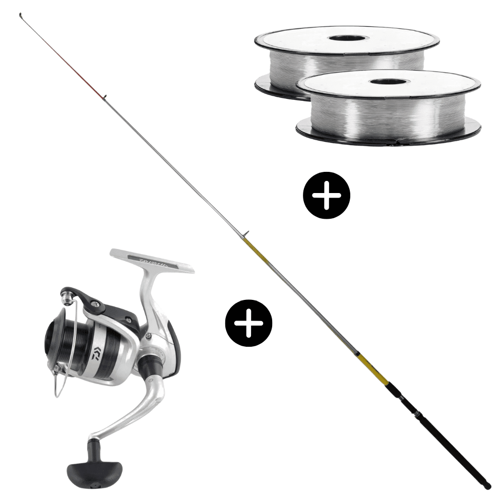 Set pentru pescuit în mare WFT Quality Island Mutant Tele 240cm 100-200g + Daiwa Sweepfire E 5000 C + Go Fish Mono Norwegen Pilken Deadbait Raubfisch Rolle, Fischen, Freizeitaktivitäten, Draußen, Wasser