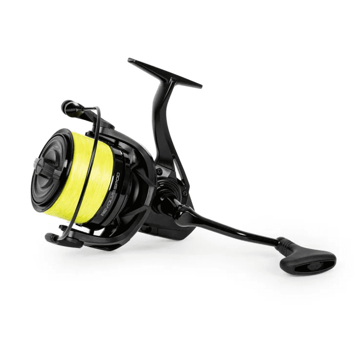 Angelnrolle, Karpfenrolle, Schnurfischrolle, Schwarz, Schnur Gelb