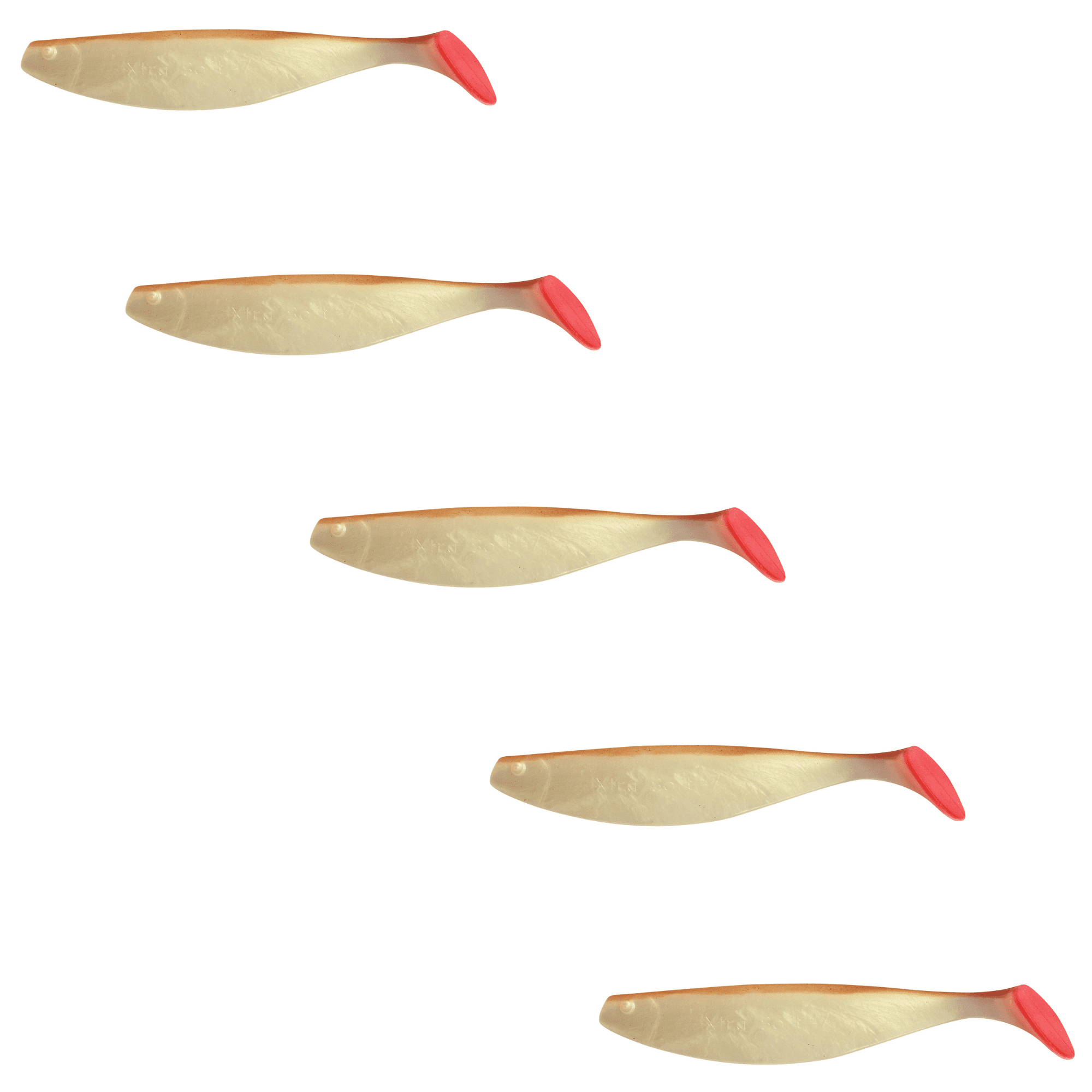 Relax Xtra Soft 18cm (7") Goldperl Braun 5 Stück – Bild 2, Weicher Kunststoff Köder, Angelköder, Paddel Schwanz, Rosa Schwanz, Karpfenköder