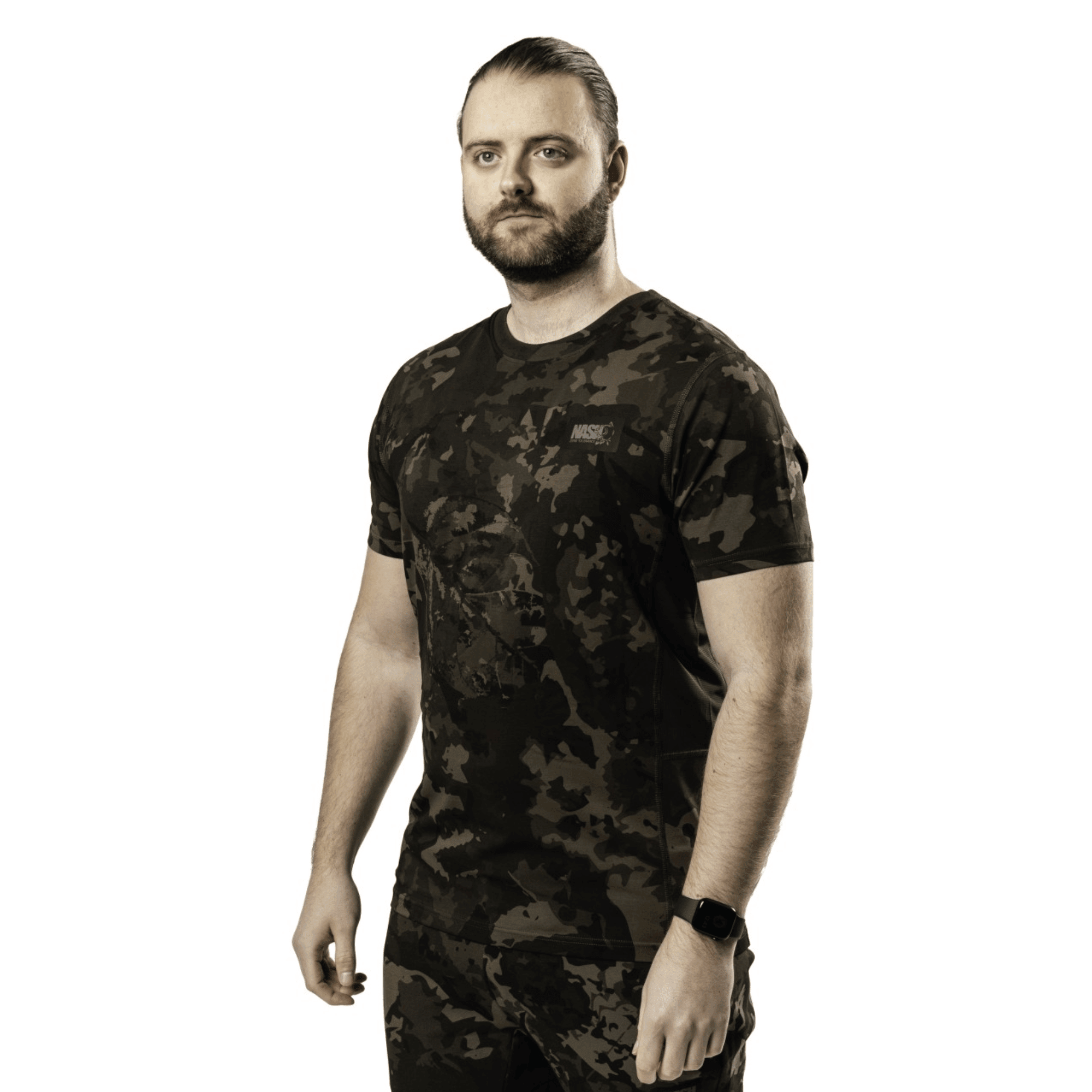 T-Shirt, Camouflage, Camouflage Muster, Dunkelgrün/Schwarz, Kurze Ärmel