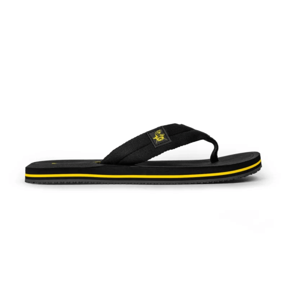 Flip-Flops, Sandalen, Schwarz, Gummi-Sohle, Gelb Akzent