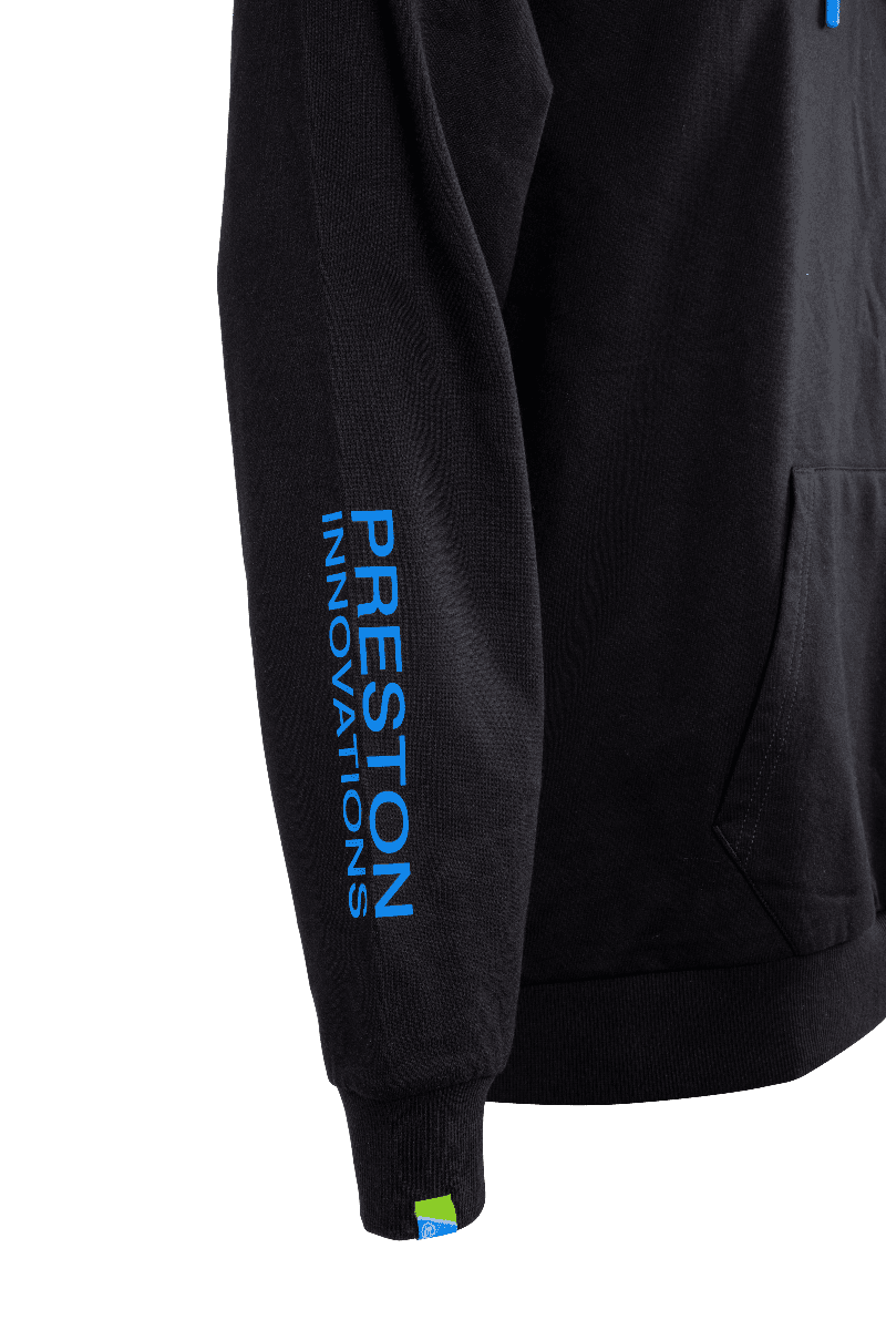 Hoodie, Longsleeve, Black, Blue text, Pocket