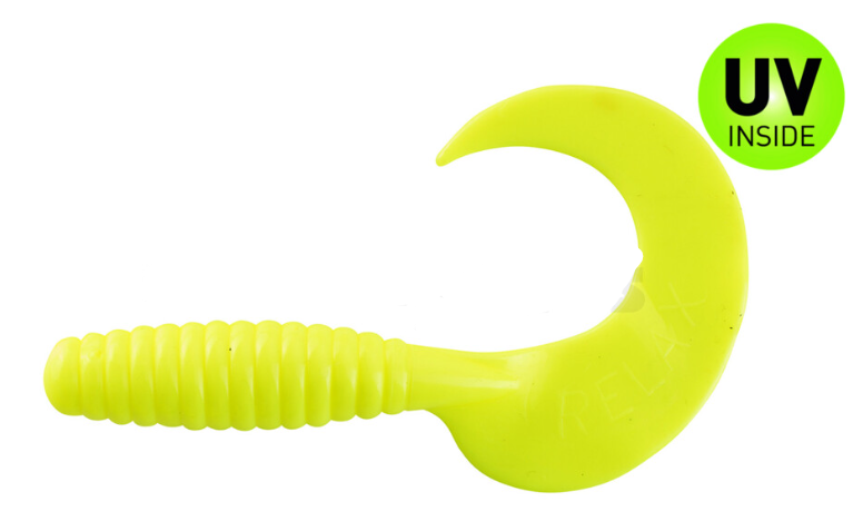 Gummischwanz, Schwanzgummiköder, Gelb, UV-Inside, Angeln