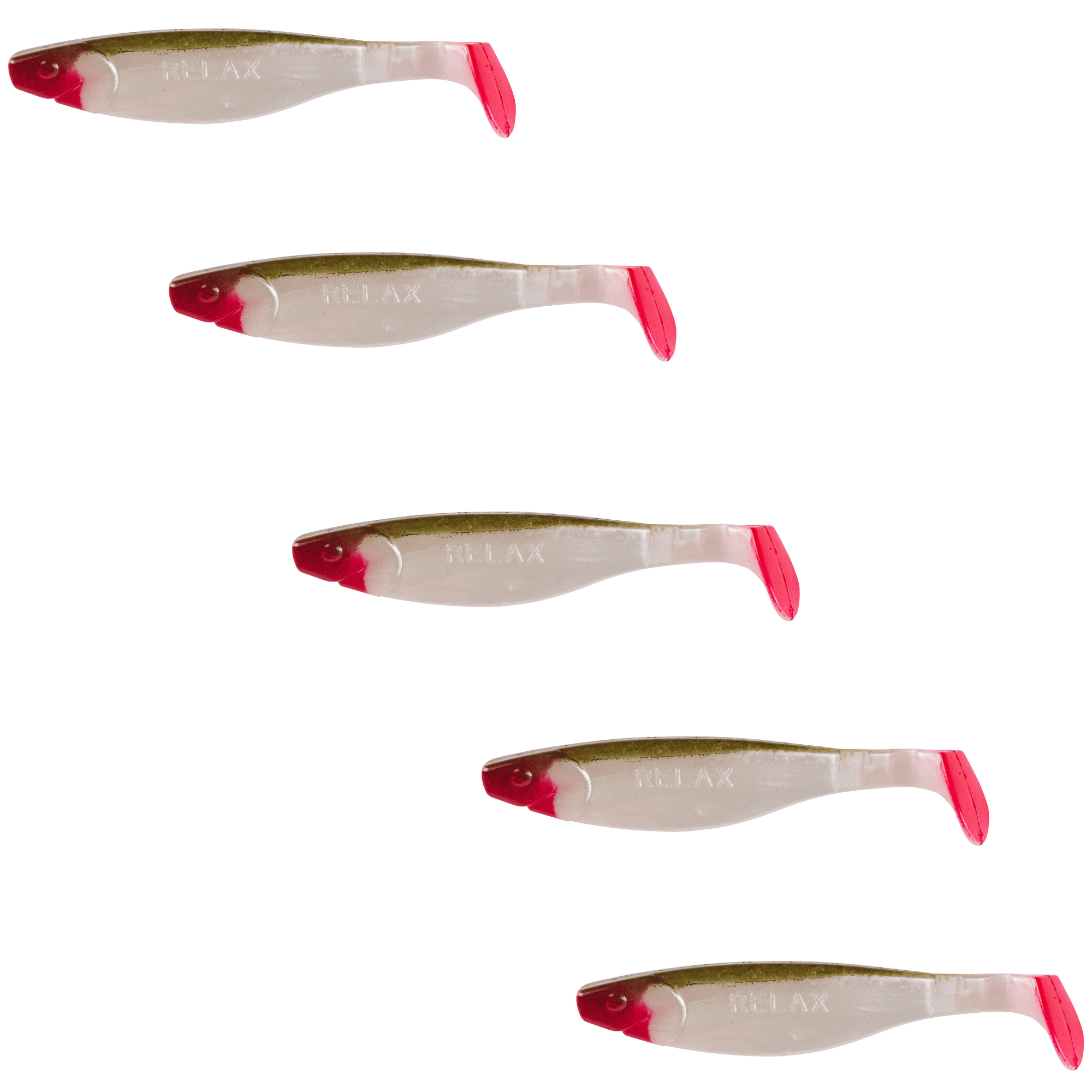 Relax Kopyto River 13cm (5") Reinweiß / Bodengrün 5 Stück – Bild 2, Weichplastik-Jig, Softbait, Hakenköder, Köder, Angelköder