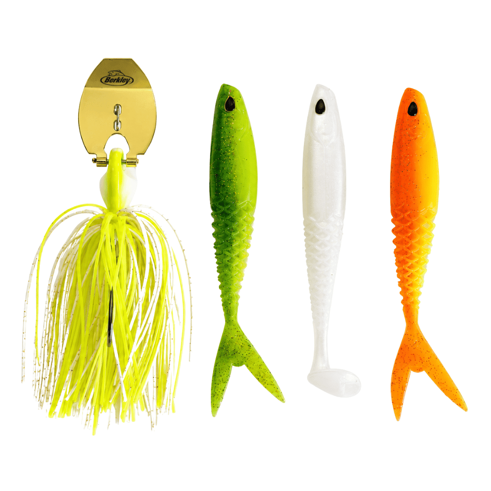 Berkley Slobberknocker Kit 11g Dark Water, Angeln lure, Spinnerbait, Kopfperle, Gummiköder, Grün/silber/orange