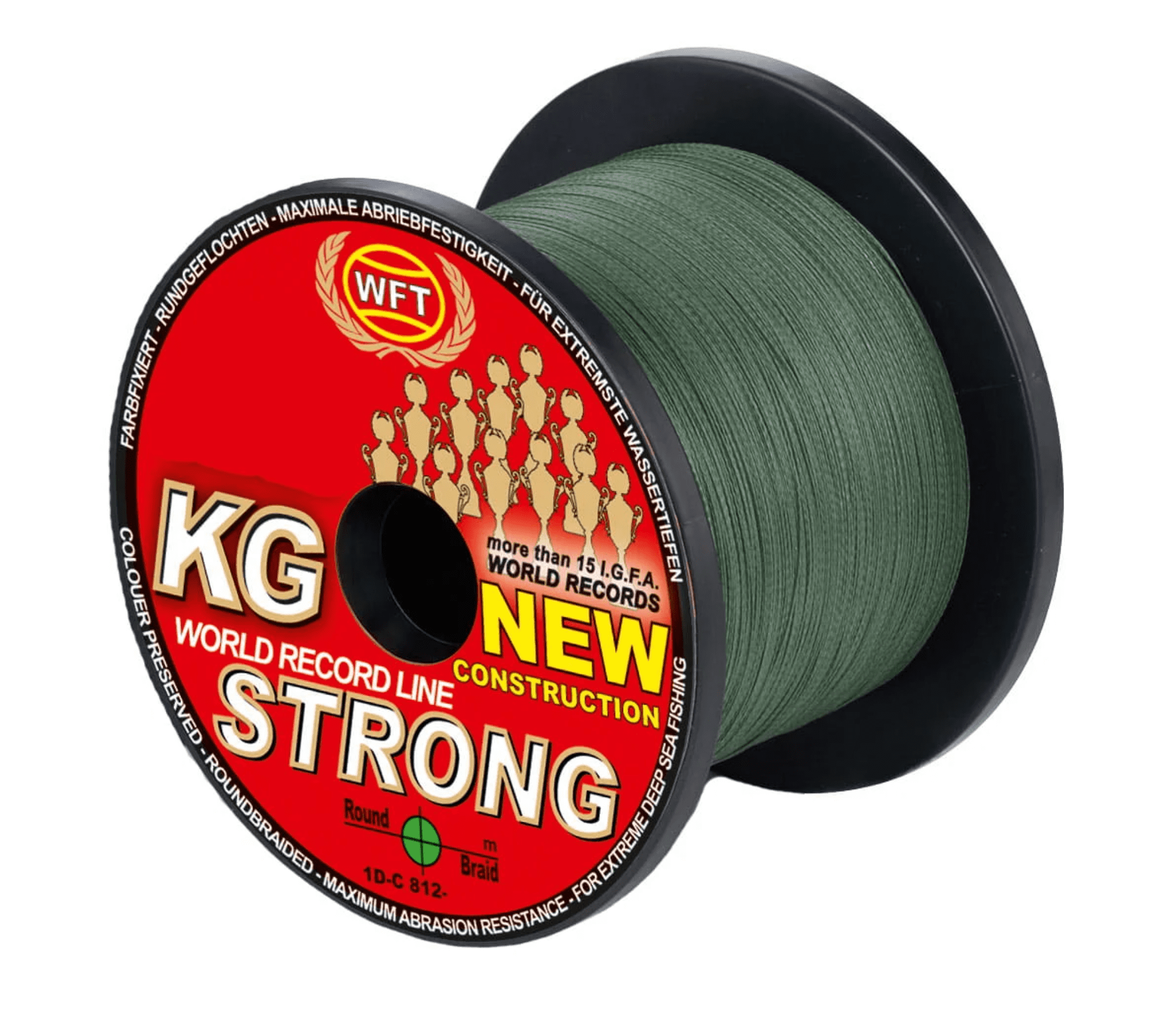 WFT KG Strong 300 M Tressé 0,08 Mm – 10 Kg – Ligne Tressée Pêche En Mer – Fil De Pêche Très Résistant Vert