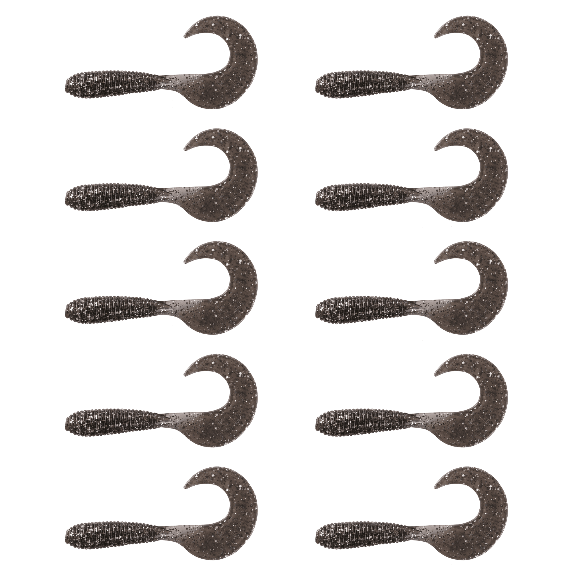 SX Relax Twister 7cm (3") Regulär Rauch Silber Glitter 10 Stück – Bild 2, soft-plastic worm, swimbait, glitter, braun, schwanz-löffel
