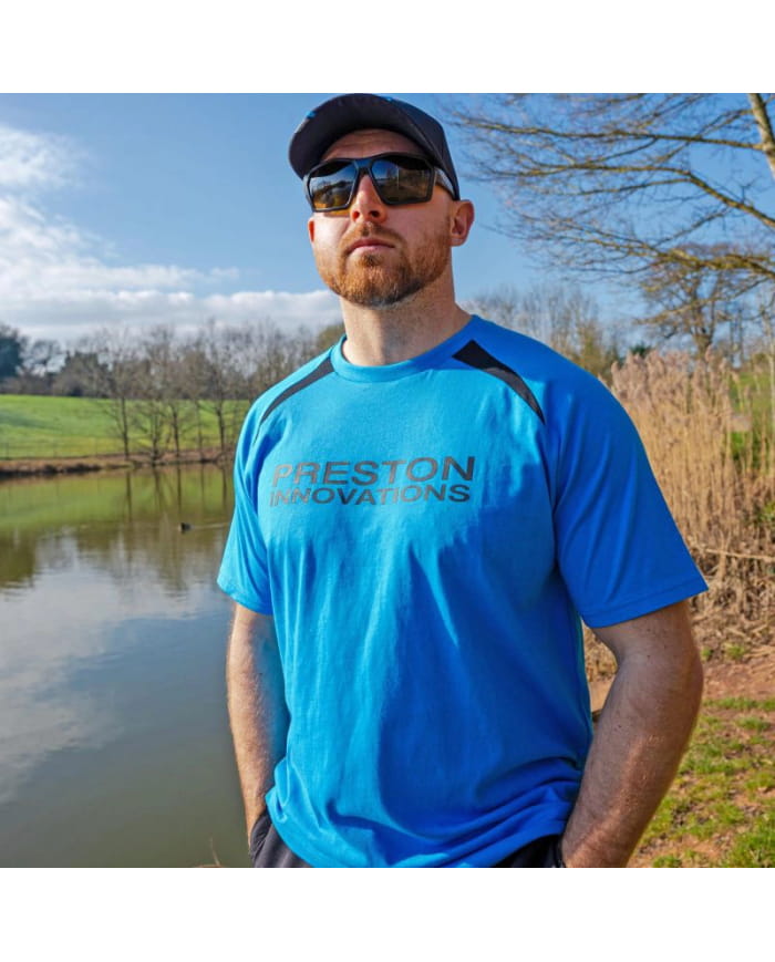 T-Shirt, Kurzarm, Blau, Logo-Print, Outdoor