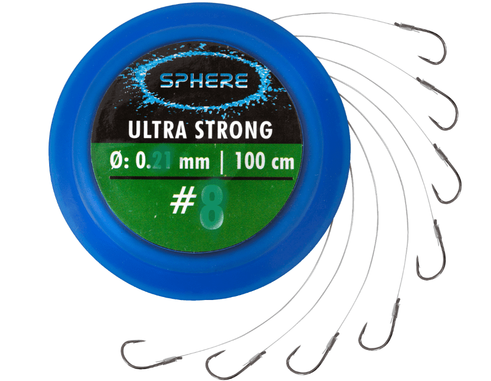 Browning Sphere Ultra Strong Vorfachhaken Größe 14 0,14 mm 2,05 kg 100 cm 8 Stück