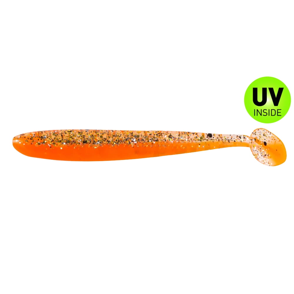 Relax Bass Shad 9 cm (3") Orange Klar-Gold Schwarz-Glitter 10 bucți Besteck, Löffel