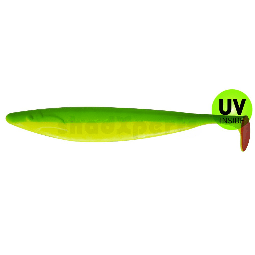 Köder, Gummifisch, Hochglanz, UV-Inside, Pflügertail