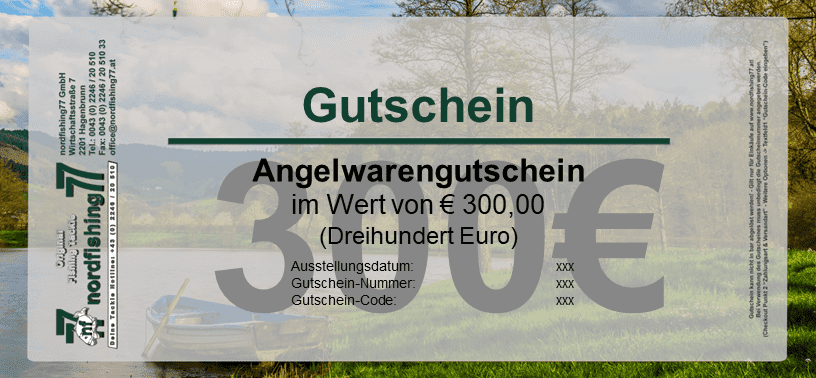300EUR-Gutschein nordfishing77 BON DE 300€