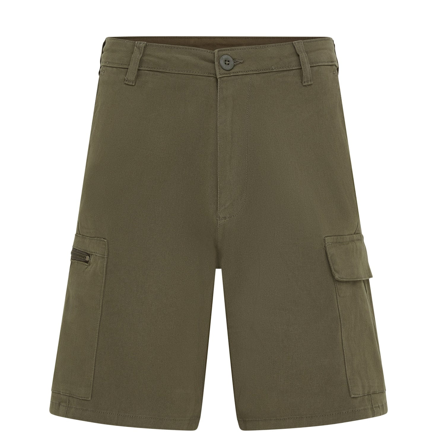 Herren Cargo Shorts, Khaki, Kunststoffknopf, Seitentaschen, Gürtelschlaufen