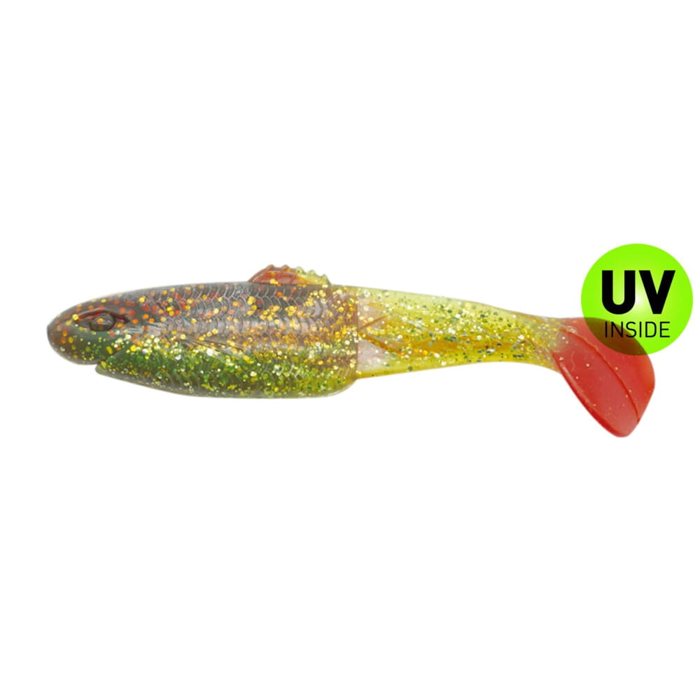 Relax Diamond Shad 13,5 cm (5") Verde (Chartreuse)-Glitter Motoroil-Glitter Red-Tail 5 unidades Tier, Fische, Leben im Meer