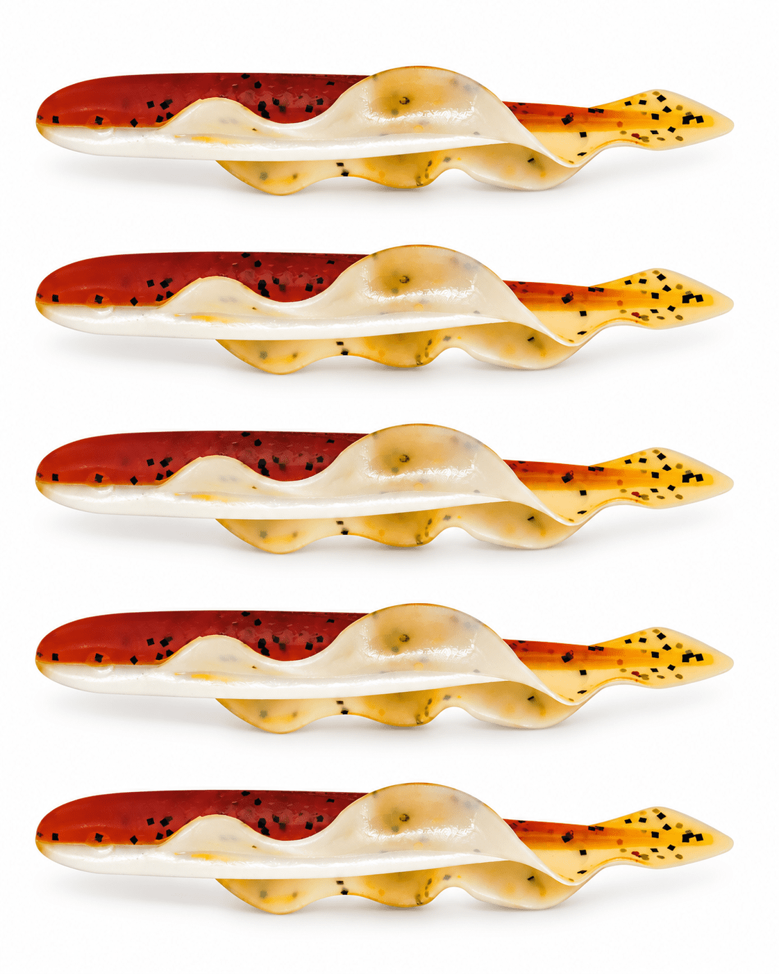 SX Wing Shad 8,5cm Weiß Braun Glitter 5 Stück, plume, Twist, verdrehter Streifen, künstlerisches Dessert, gurkenähnliche Form