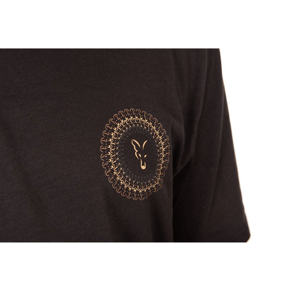 T-Shirt, Schwarz, Rundemuster, Logo-Print, Front Pocket