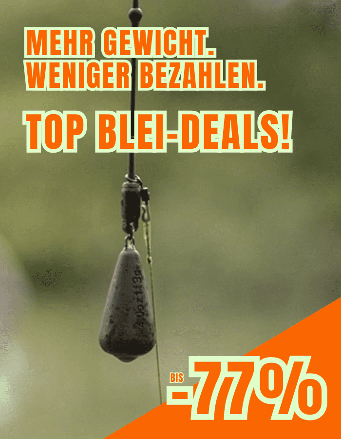 Angelsehnadel, Hakenblei, Bleigewicht, Angeln, Oranger Verkaufsbanner