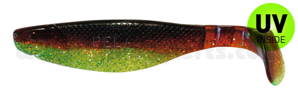 SX Kopyto River 13cm - chartreuse-Glitter / motoroil Glitter