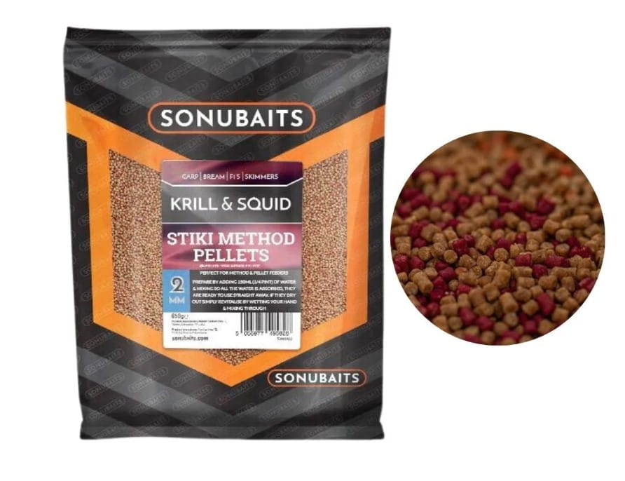 Sonubaits Stiki Method Pellet Krill & Squid 2 mm 650g Essen, Senf, Visitenkarte, Papier, Text