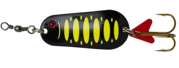 DAM Effzett Standard Spoon 16g Fluo Giallo/Nero UV Fischköder, Rauchrohr