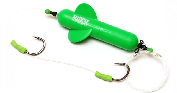 DAM Madcat Screaming Profi River Rig Worm & Squid / Länge 180cm, Tragkraft 100lbs Auftrieb 60g – Bild 2, Welsangel, Boje, Kunststoff, Grün, Hakenmontage