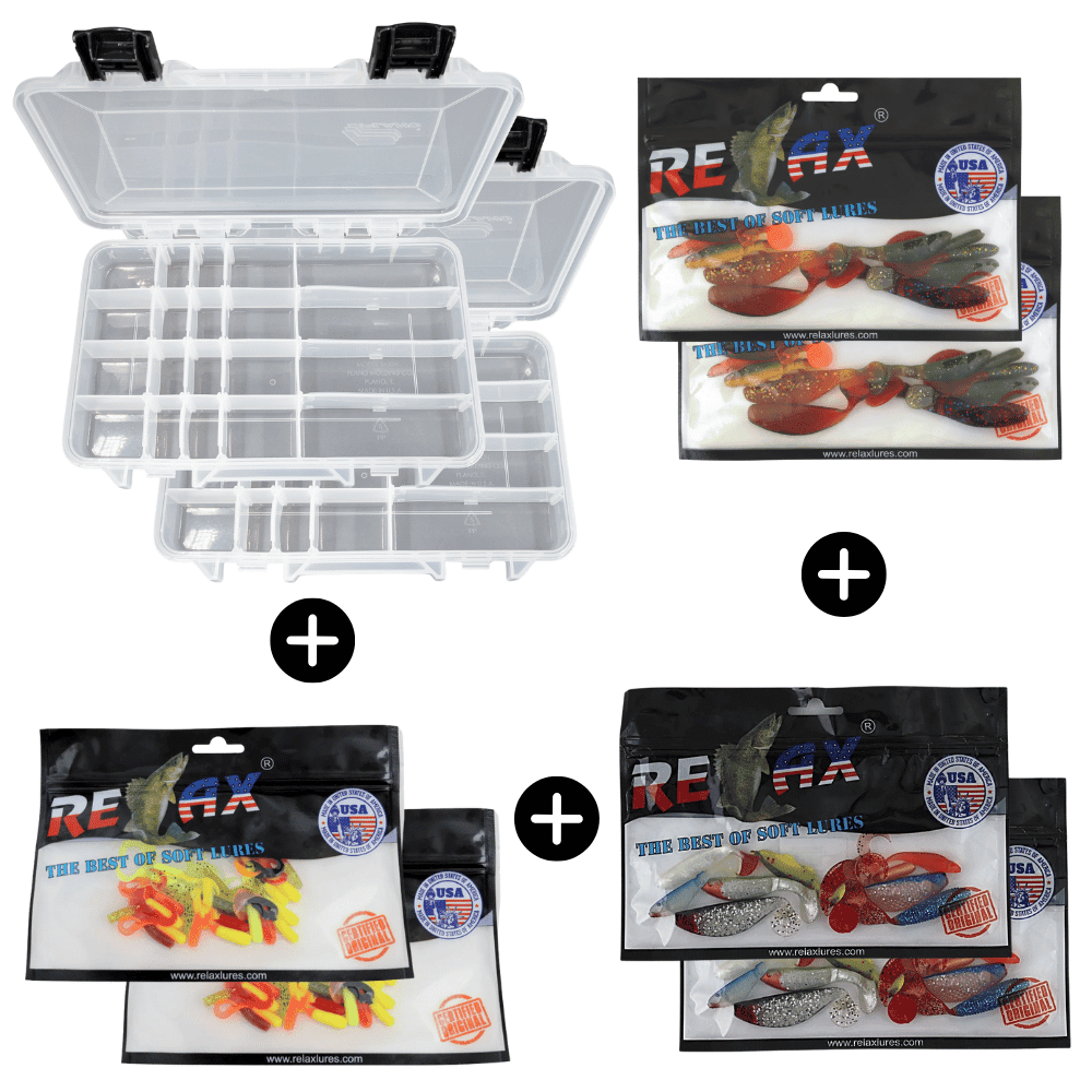 Giganto-Köder-Set Barsch und Forelle 80 Relax Gummi-Köder + 2x Plano 3650 Box