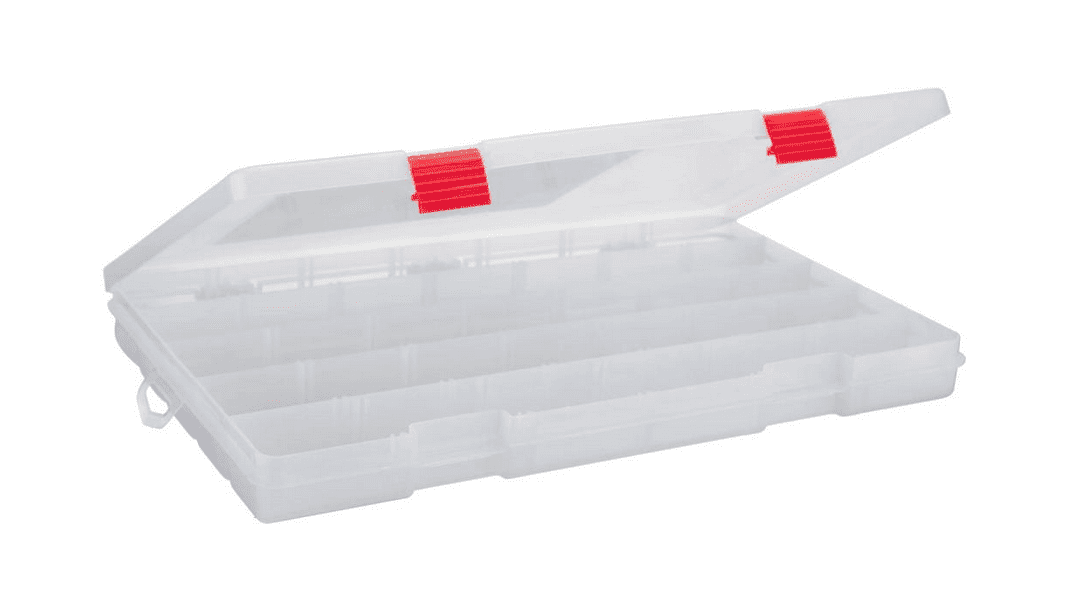 Aufbewahrungsbox, Kunststoffbox, Aufbewahrung, Klar transparent, Clips Rot