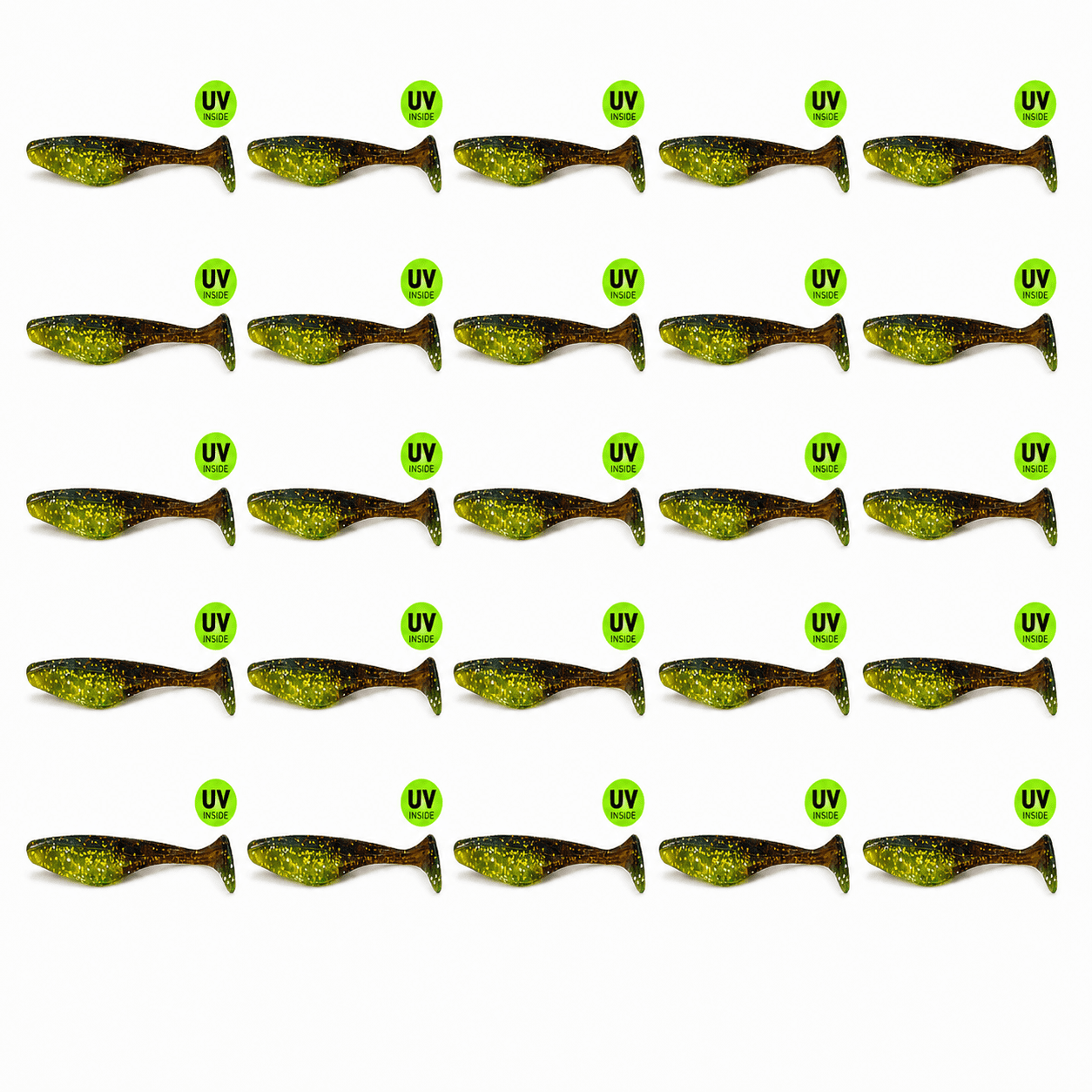 kopyfish, soft plastic lure, grün gelb, Köder, gemustertes Fischmuster