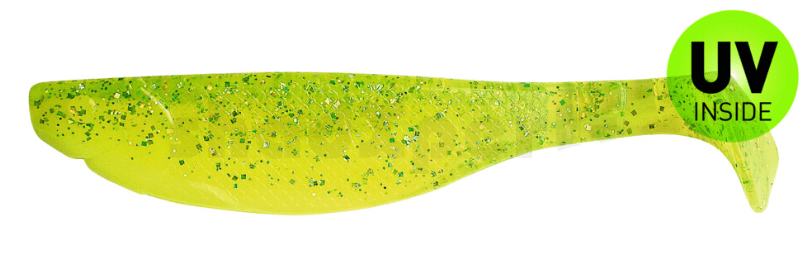 weiches Kunststoff-Lure, grüne Köder, Glitzerzugabe, Swimbait, UV-Innenmaterial